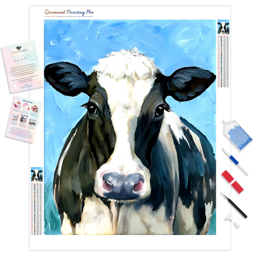 Watercolor Black and White Cow | Diamond Painting