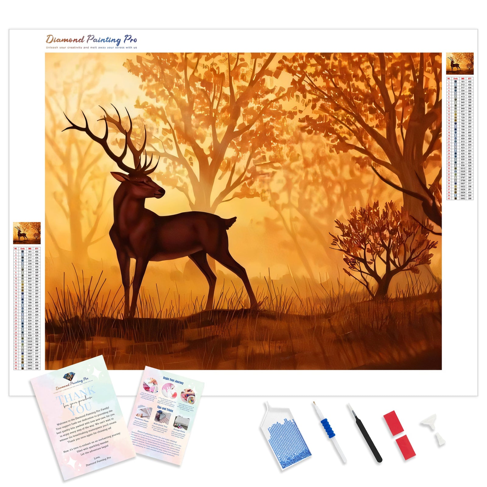 Sunset Deer | Diamond Painting Kit - Full Drill - Square or Round Diamonds with AB Drills Option