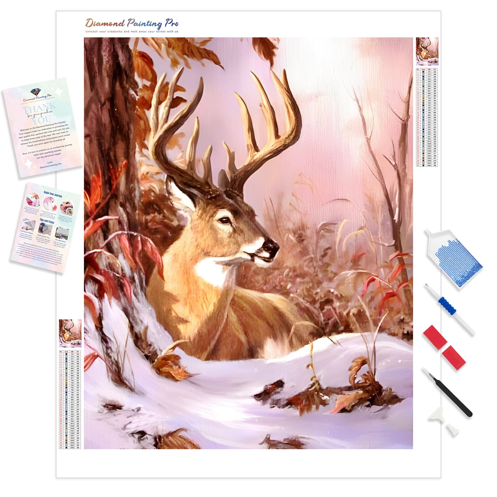 Deer in Winter | Diamond Painting Kit - Full Drill - Square or Round Diamonds with AB Drills Option