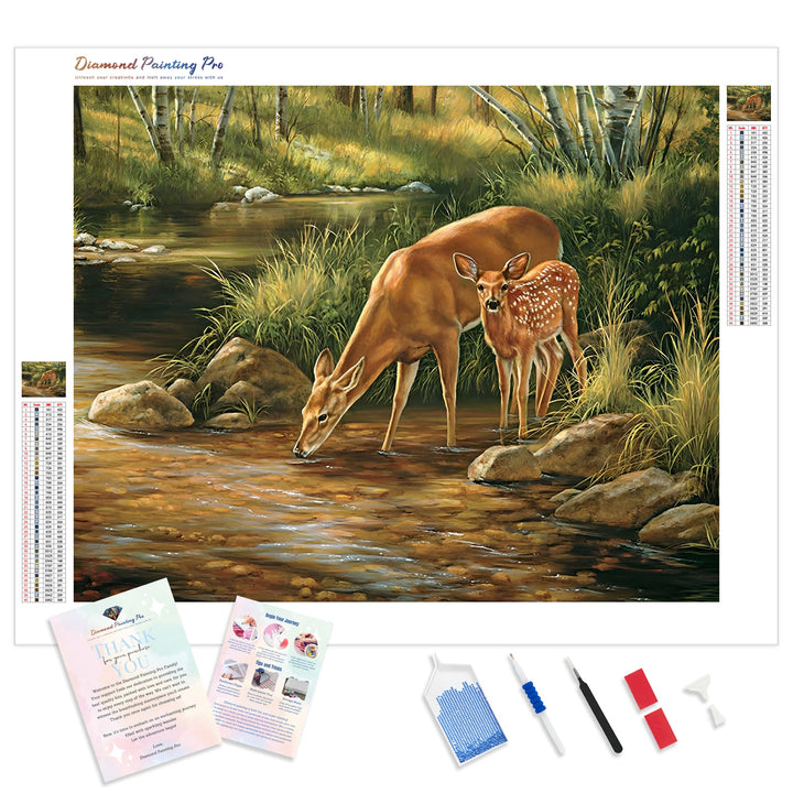 Deer Drinking Water | Diamond Painting