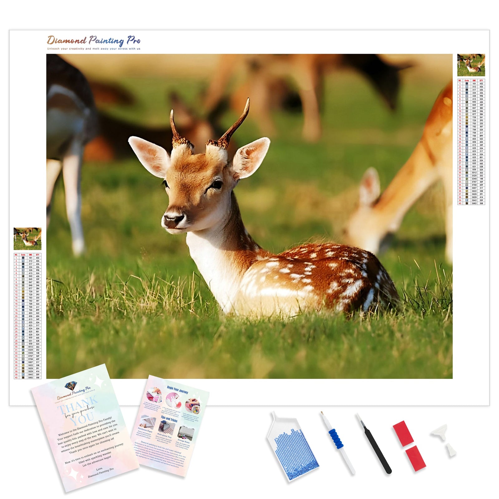 Baby Deer | Diamond Painting Kit - Full Drill - Square or Round Diamonds with AB Drills Option