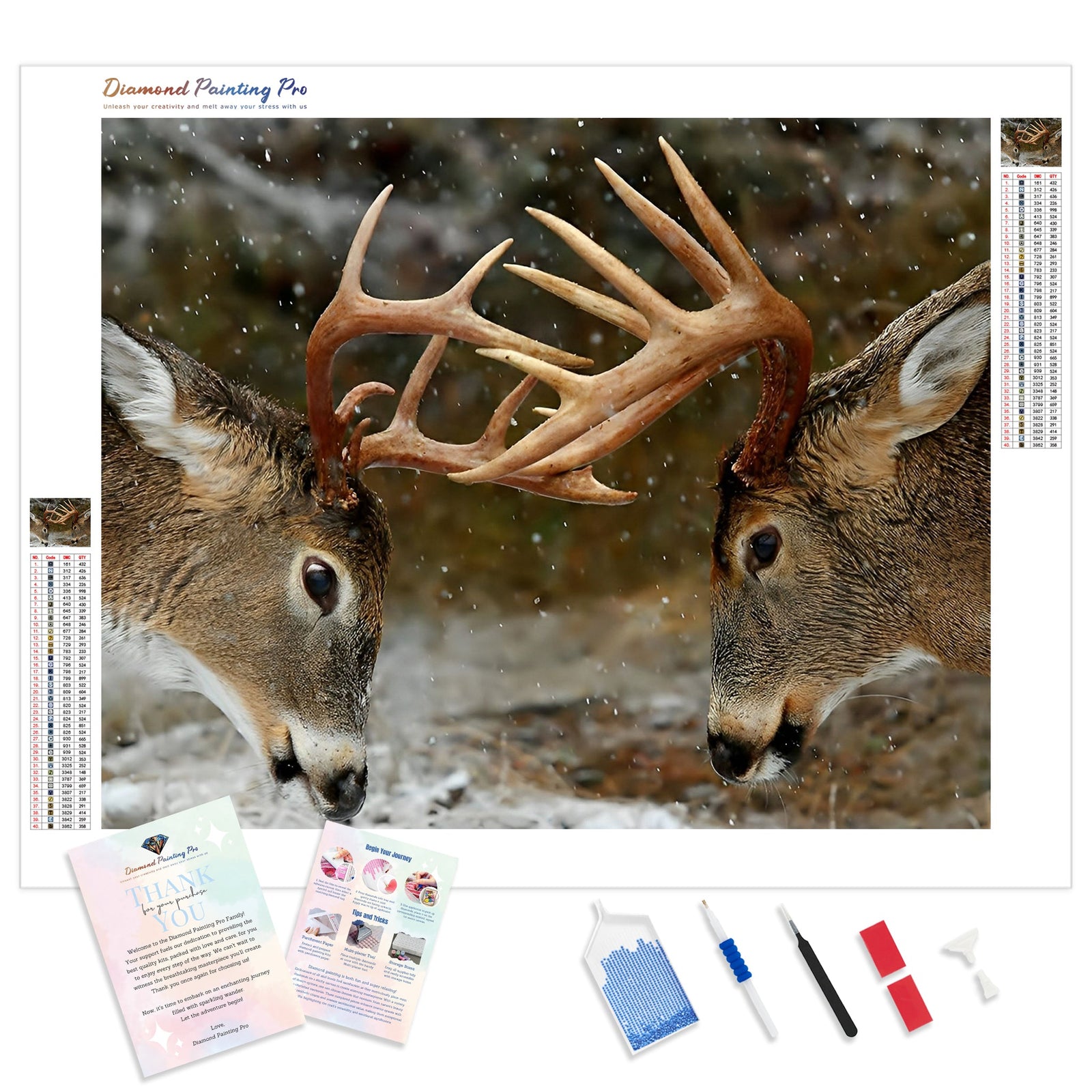 Deer Horn Fight | Diamond Painting Kit - Full Drill - Square or Round Diamonds with AB Drills Option