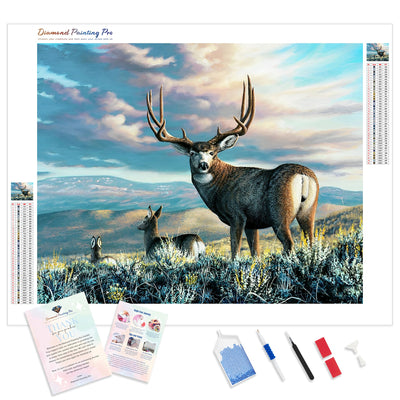 High Plains Black Deer | Diamond Painting Kit - Full Drill - Square or Round Diamonds with AB Drills Option