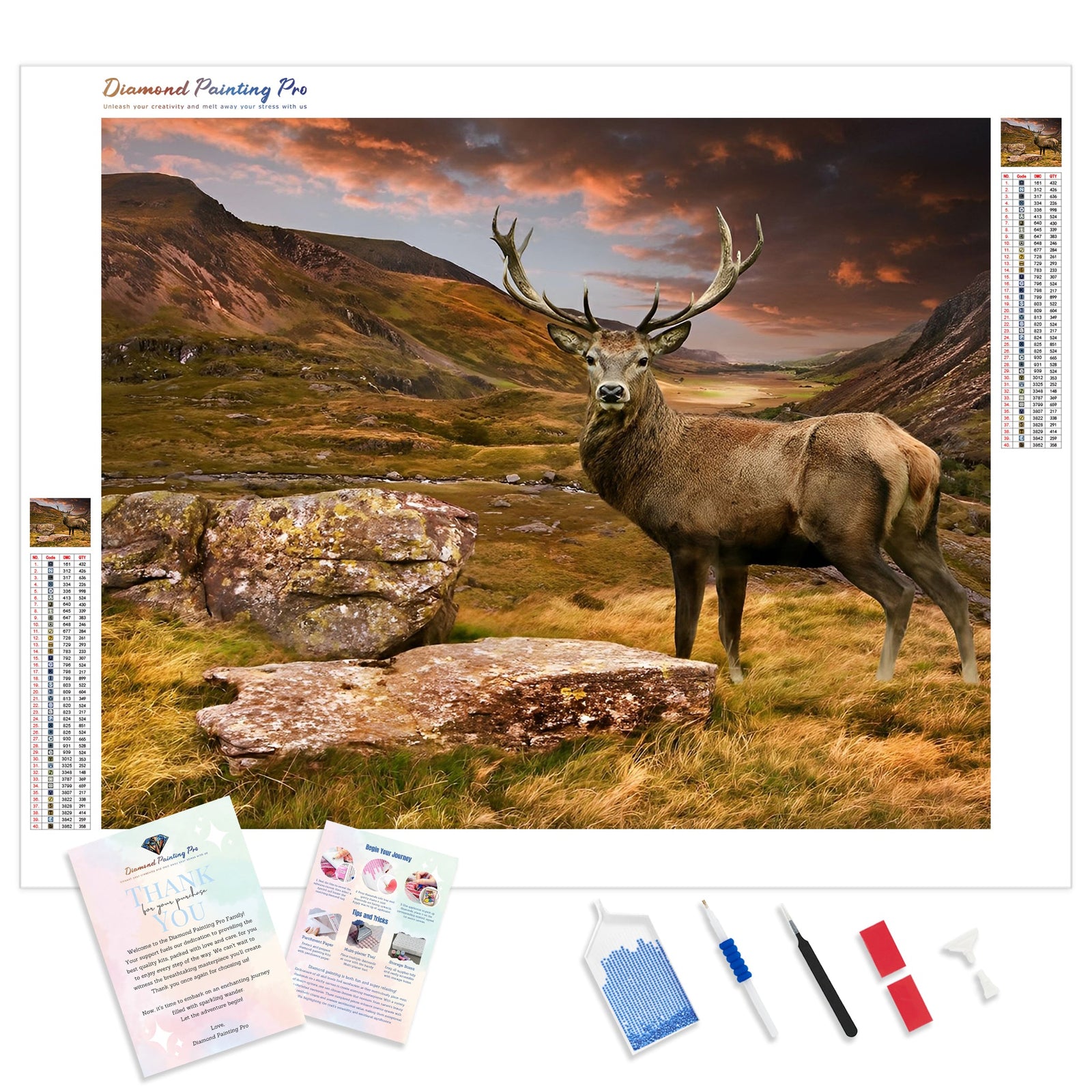 Mountain Deer | Diamond Painting Kit - Full Drill - Square or Round Diamonds with AB Drills Option