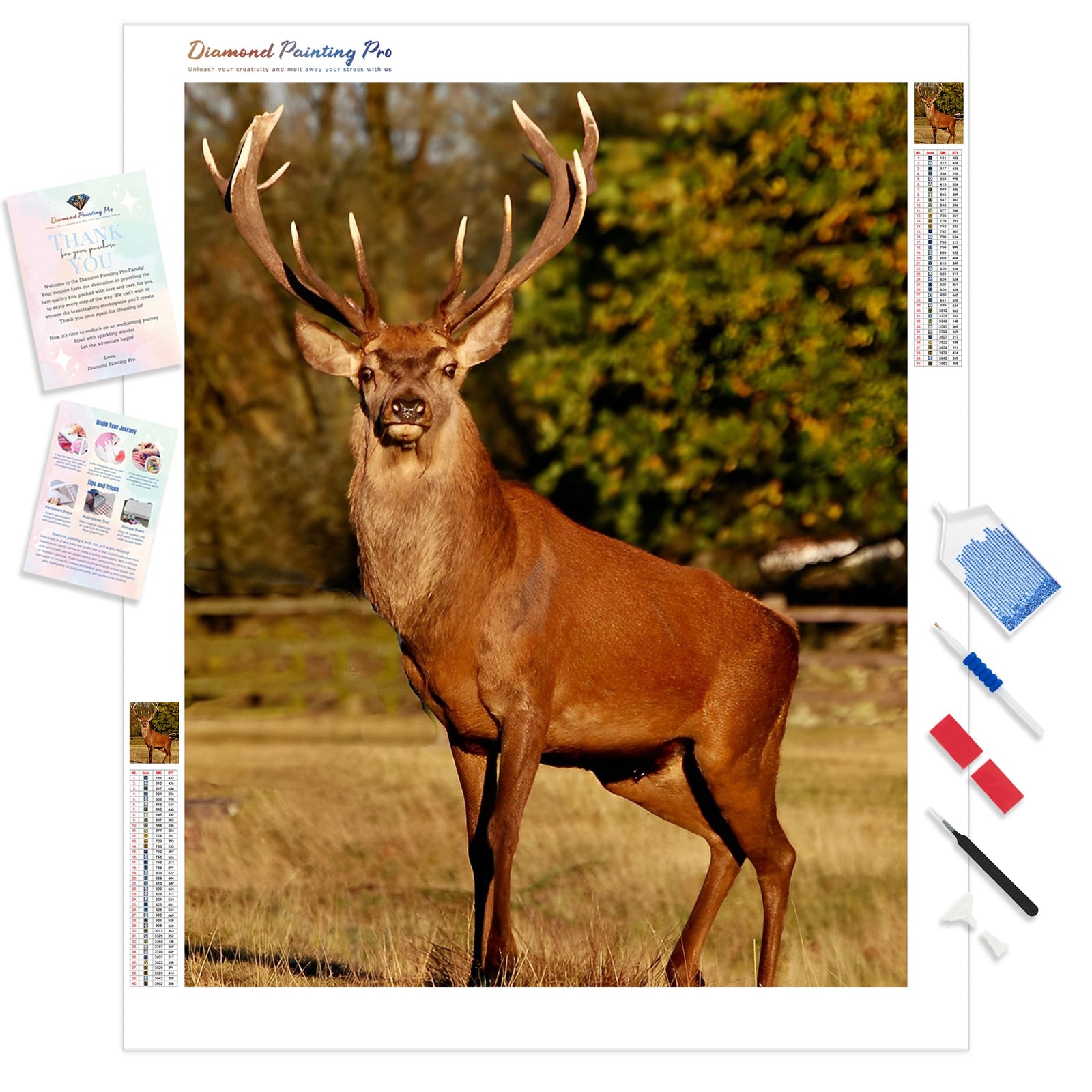 Red Deer | Diamond Painting Kit - Full Drill - Square or Round Diamonds with AB Drills Option