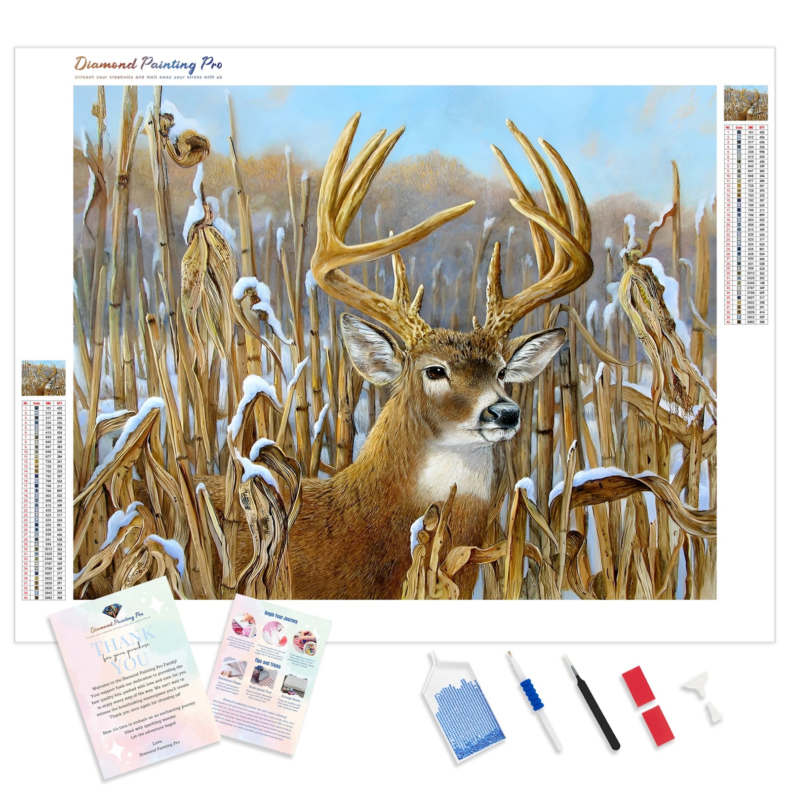 White Tail Deer | Diamond Painting Kit - Full Drill - Square or Round Diamonds with AB Drills Option