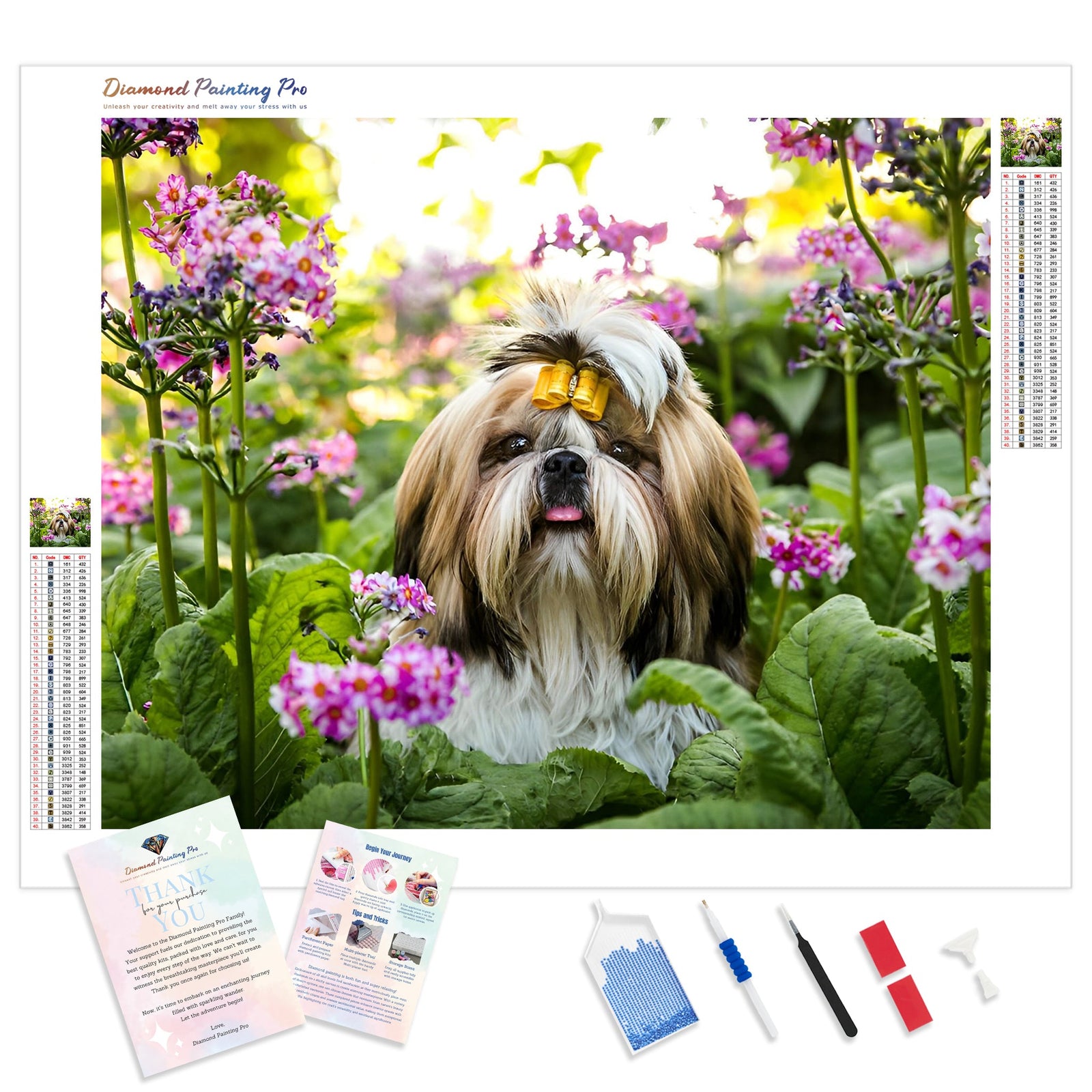 Beta Dog in Spring | Diamond Painting Kit - Full Drill - Square or Round Diamonds with AB Drills Option