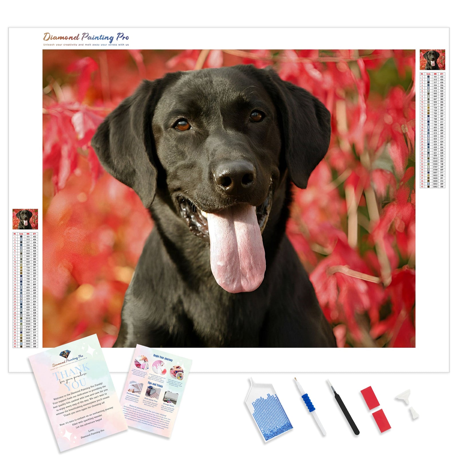 Black Labrador | Diamond Painting Kit - Full Drill - Square or Round Diamonds with AB Drills Option