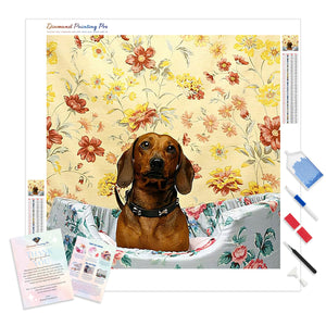 Dachshund Dog Floral | Diamond Painting