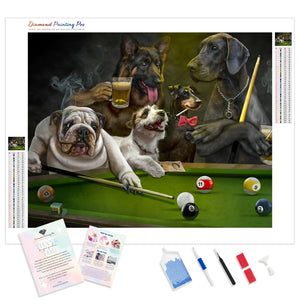 Dogs playing Billiards | Diamond Painting