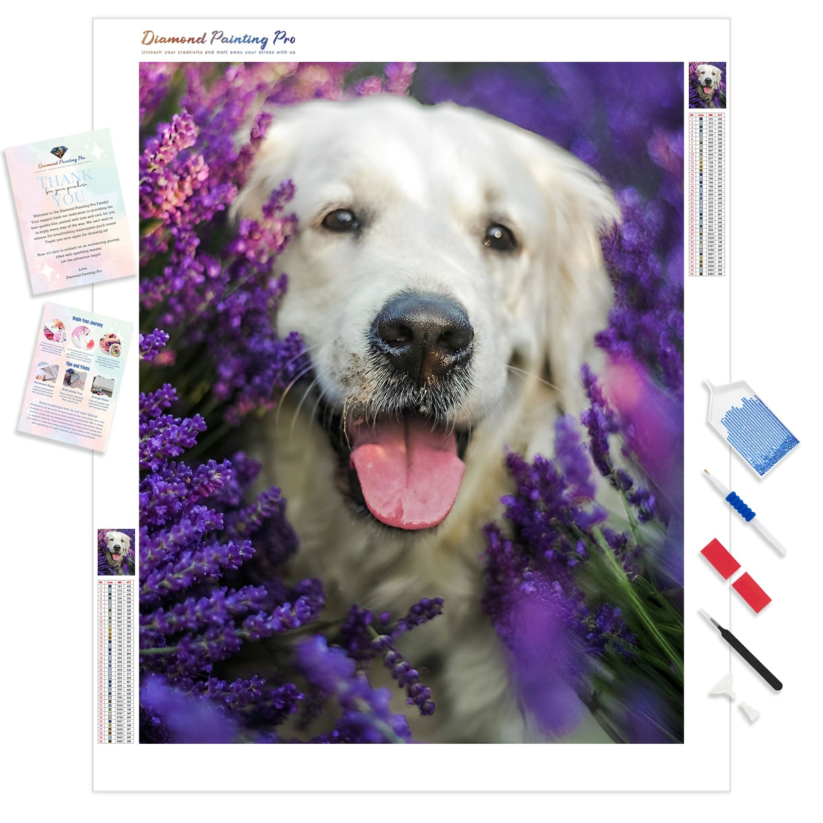 Labrador Puppy Flower | Diamond Painting Kit - Full Drill - Square or Round Diamonds with AB Drills Option