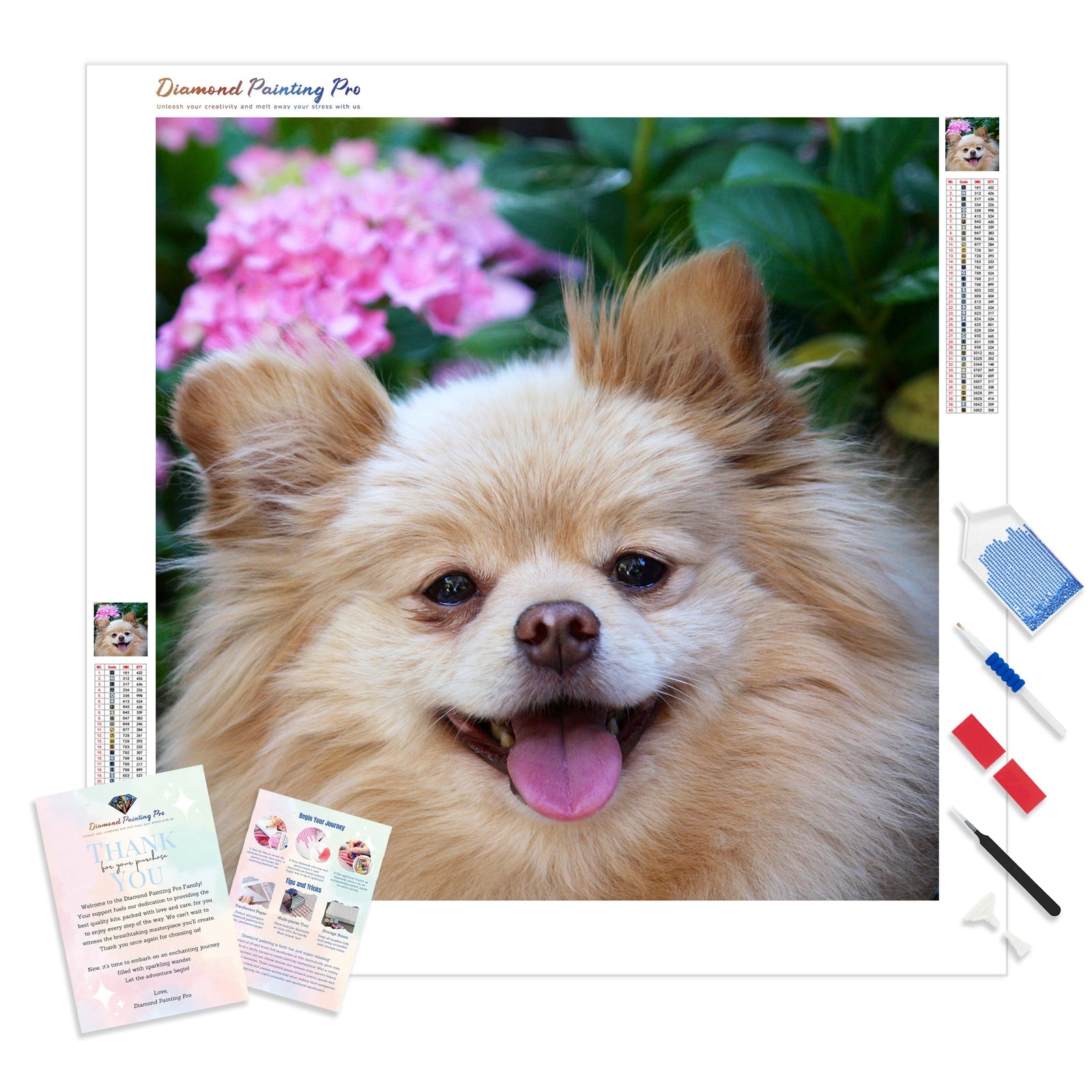 Pomeranian Dog | Diamond Painting Kit - Full Drill - Square or Round Diamonds with AB Drills Option