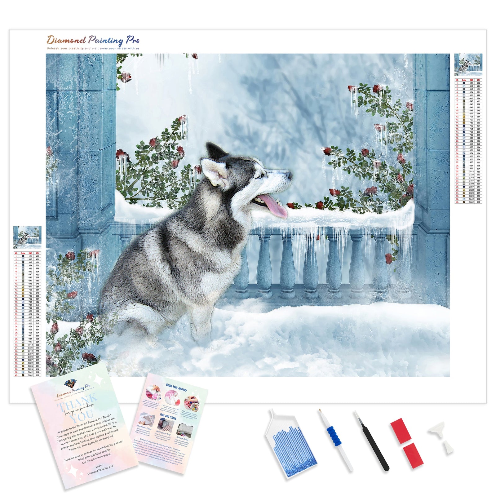 Snow Husky Dog | Diamond Painting Kit - Full Drill - Square or Round Diamonds with AB Drills Option