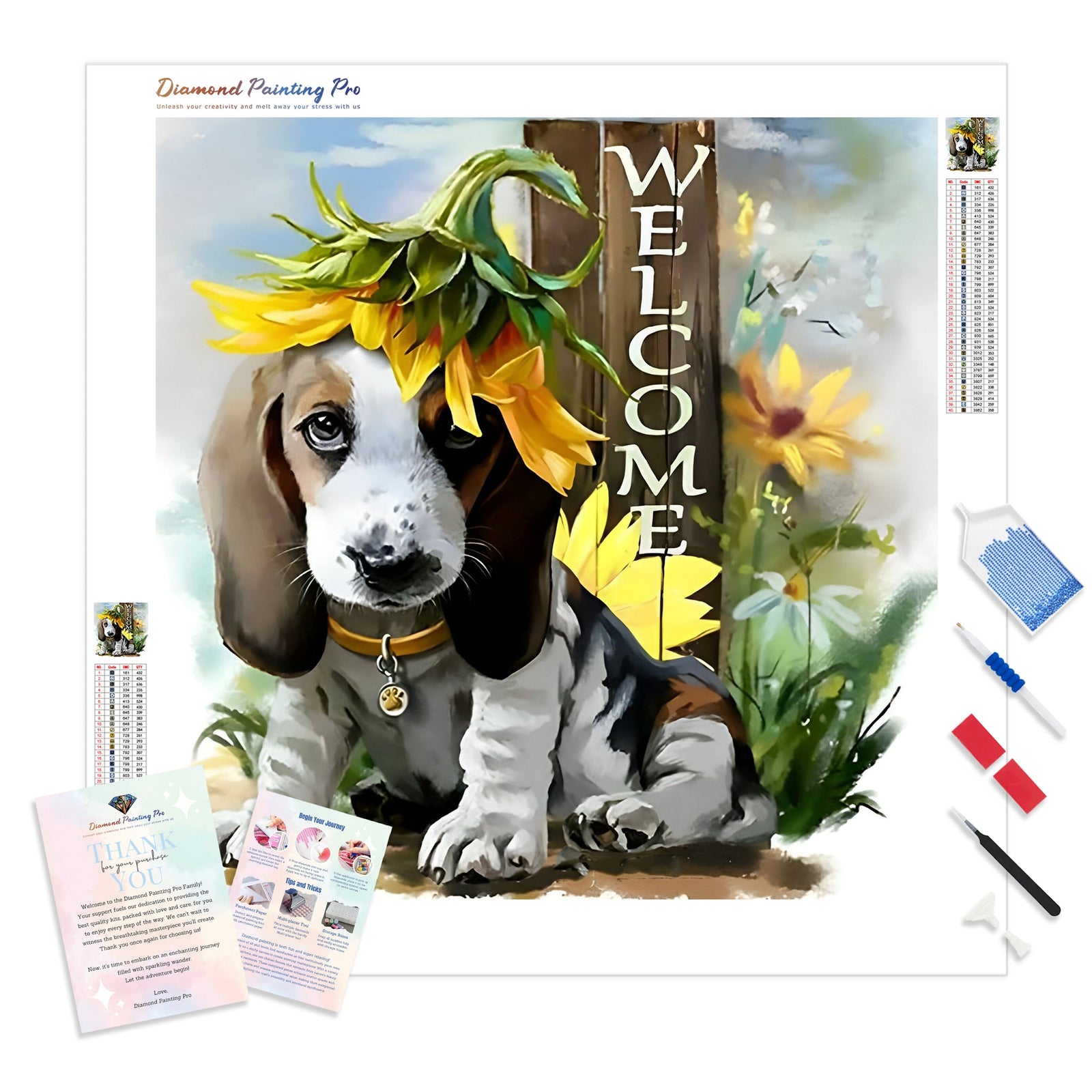 Welcome Dog | Diamond Painting Kit - Full Drill - Square or Round Diamonds with AB Drills Option