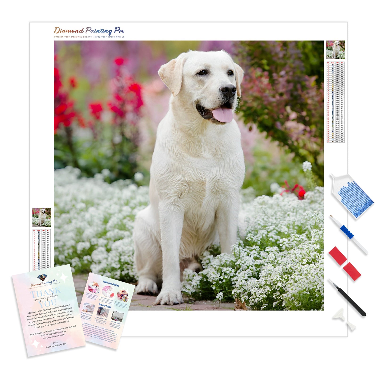 White Golden Retriever | Diamond Painting Kit - Full Drill - Square or Round Diamonds with AB Drills Option