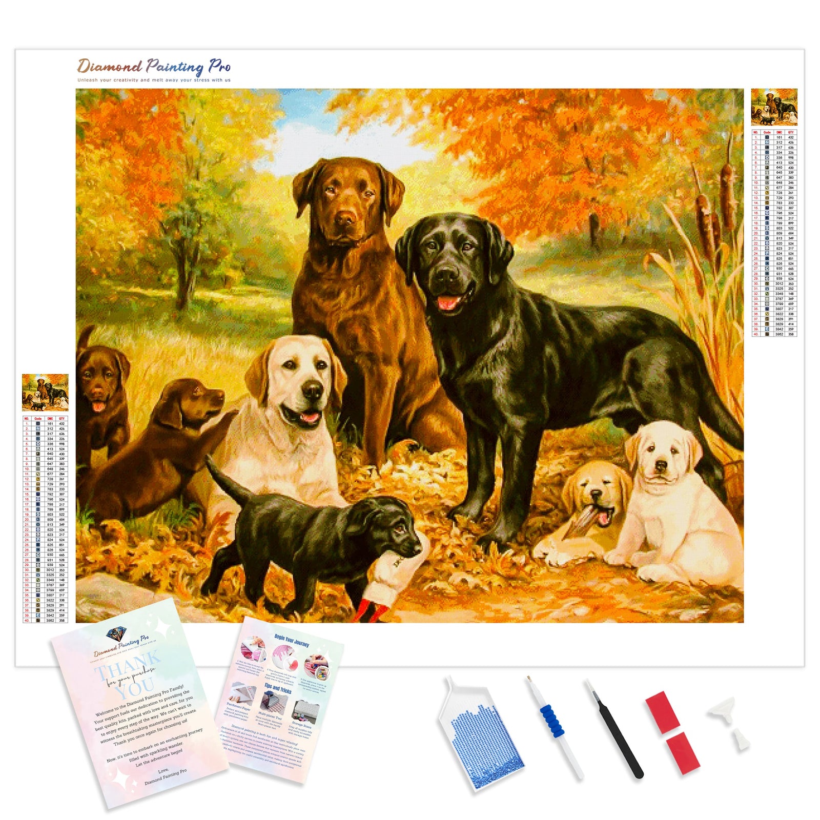 Yellow Autumn Dogs | Diamond Painting Kit - Full Drill - Square or Round Diamonds with AB Drills Option