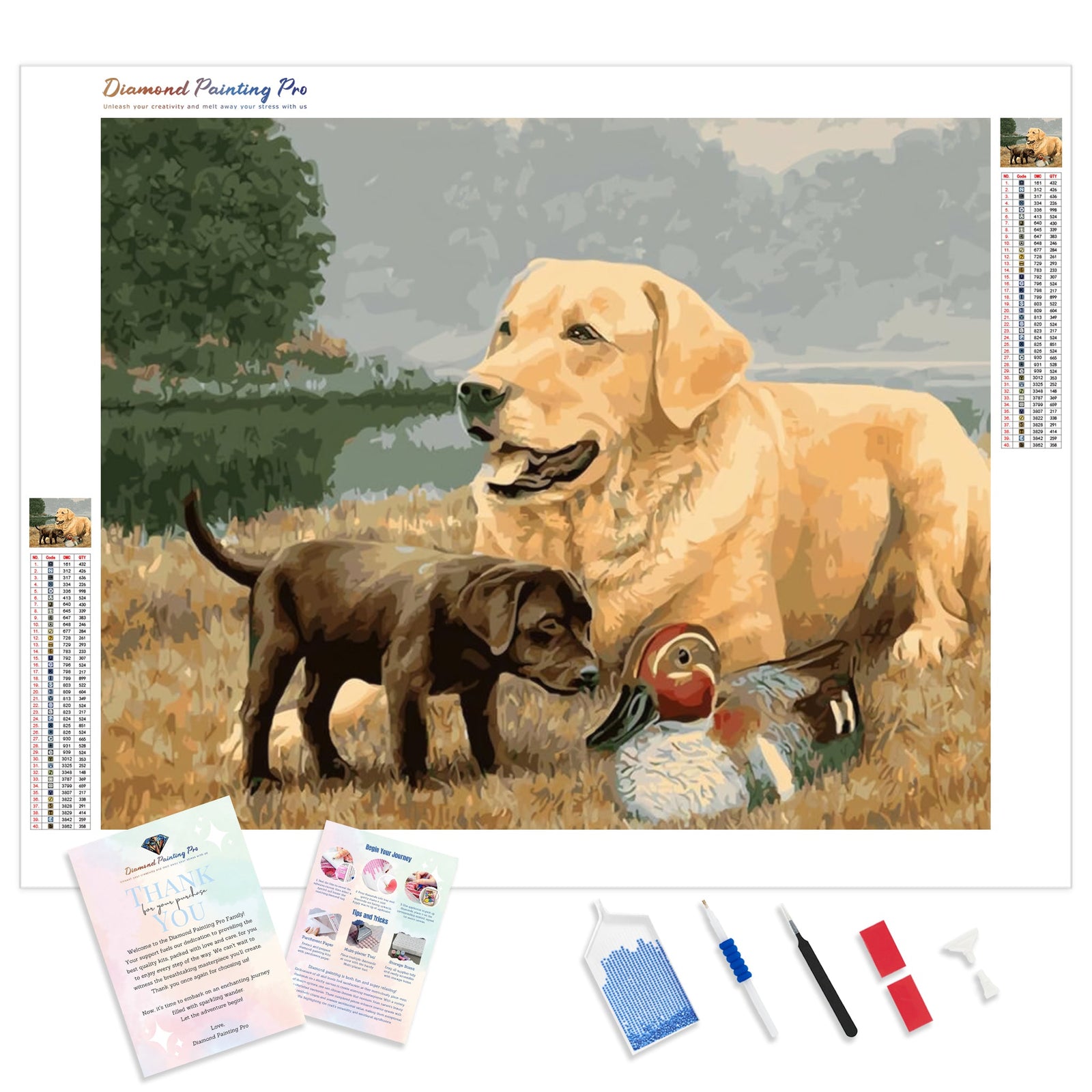 A Puppy and Her Mother | Diamond Painting Kit - Full Drill - Square or Round Diamonds with AB Drills Option