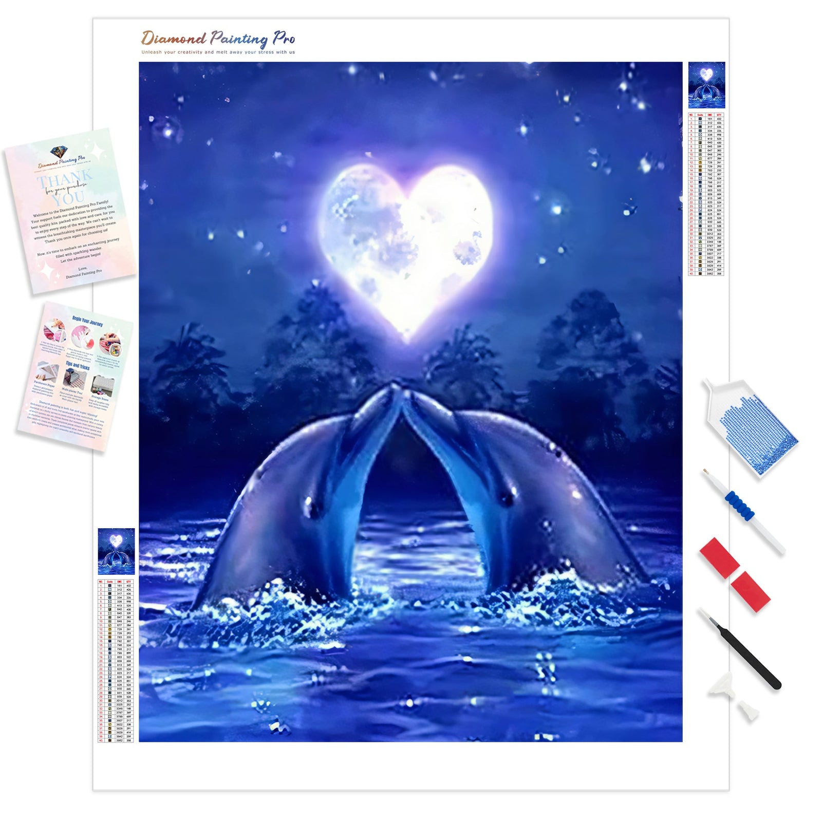 Dolphin Kiss | Diamond Painting Kit - Full Drill - Square or Round Diamonds with AB Drills Option