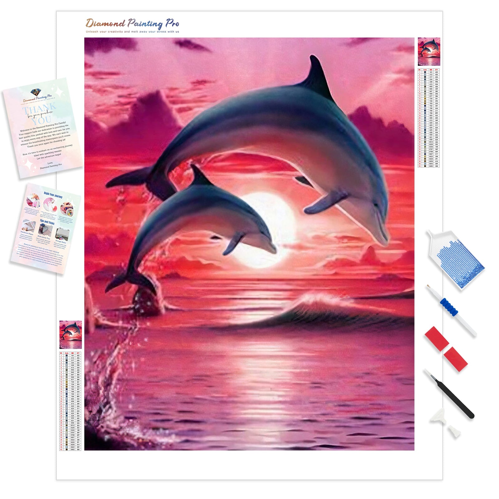 Dolphin | Diamond Painting Kit - Full Drill - Square or Round Diamonds with AB Drills Option