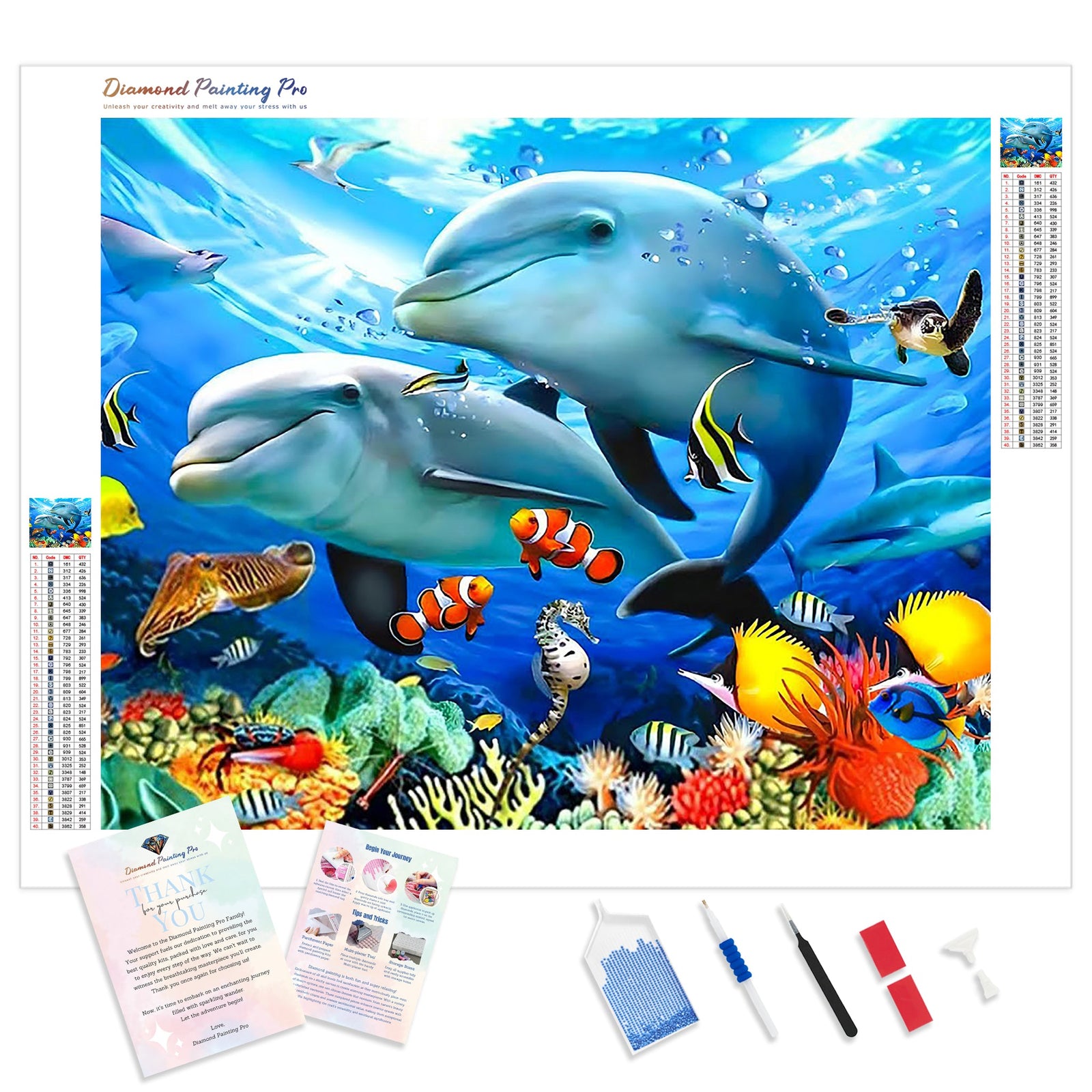 Dolphins | Diamond Painting Kit - Full Drill - Square or Round Diamonds with AB Drills Option