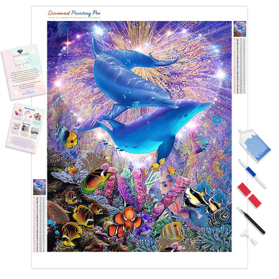 Dolphins and Friends | Diamond Painting Kit - Full Drill - Square or Round Diamonds with AB Drills Option