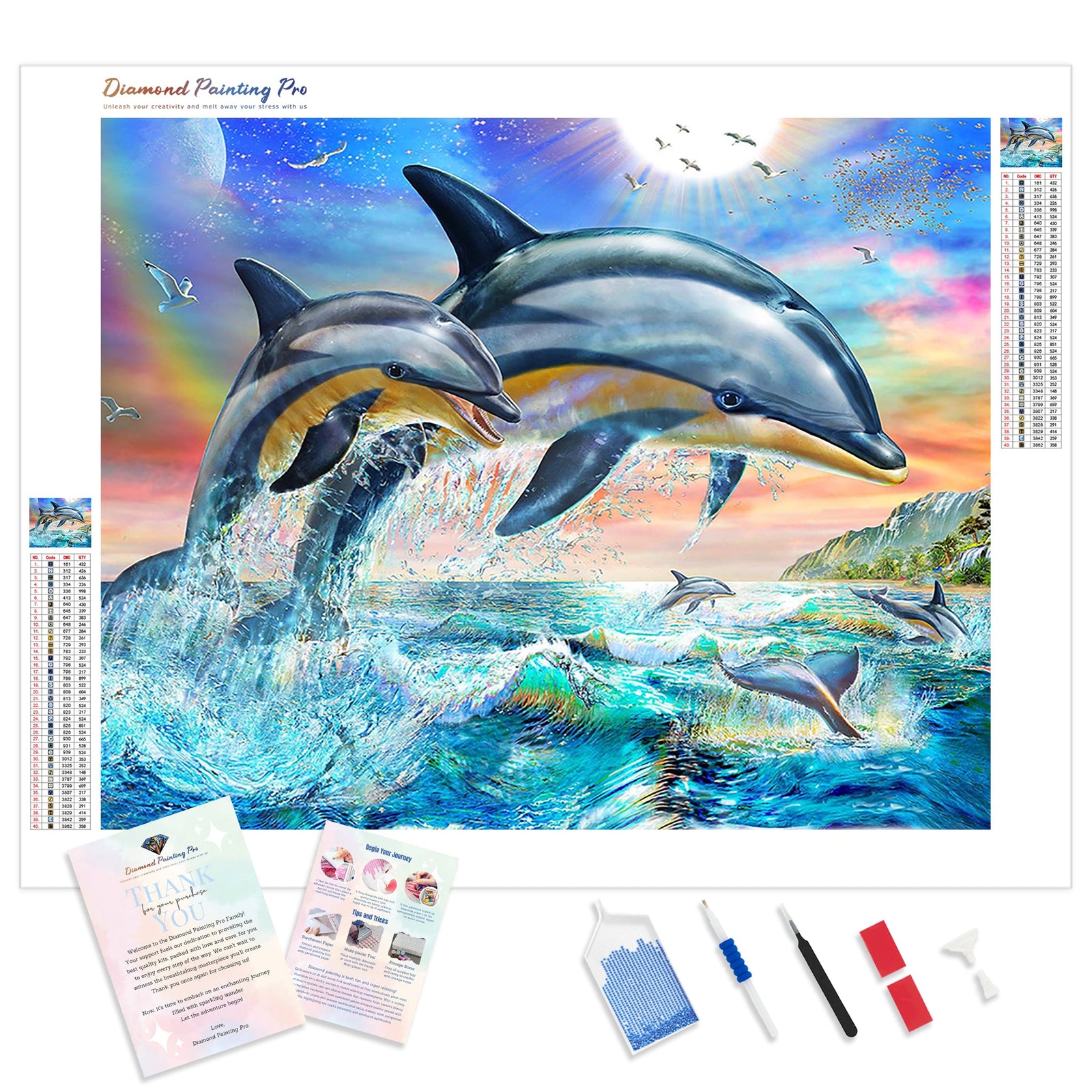 Dolphins Jumping | Diamond Painting Kit - Full Drill - Square or Round Diamonds with AB Drills Option