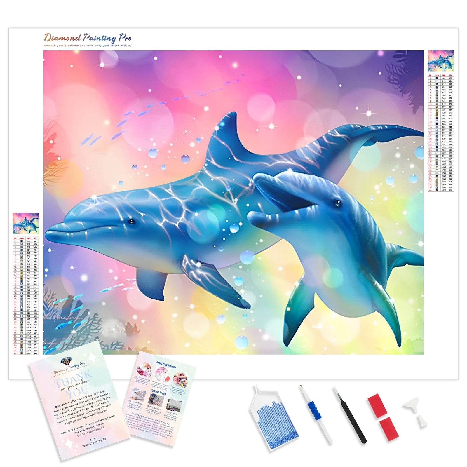 Dolphin Magic | Diamond Painting Kit - Full Drill - Square or Round Diamonds with AB Drills Option