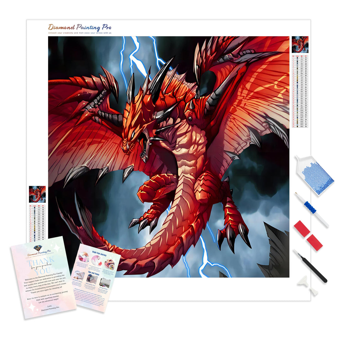 Angry Red Dragon | Diamond Painting Kit - Full Drill - Square or Round Diamonds with AB Drills Option