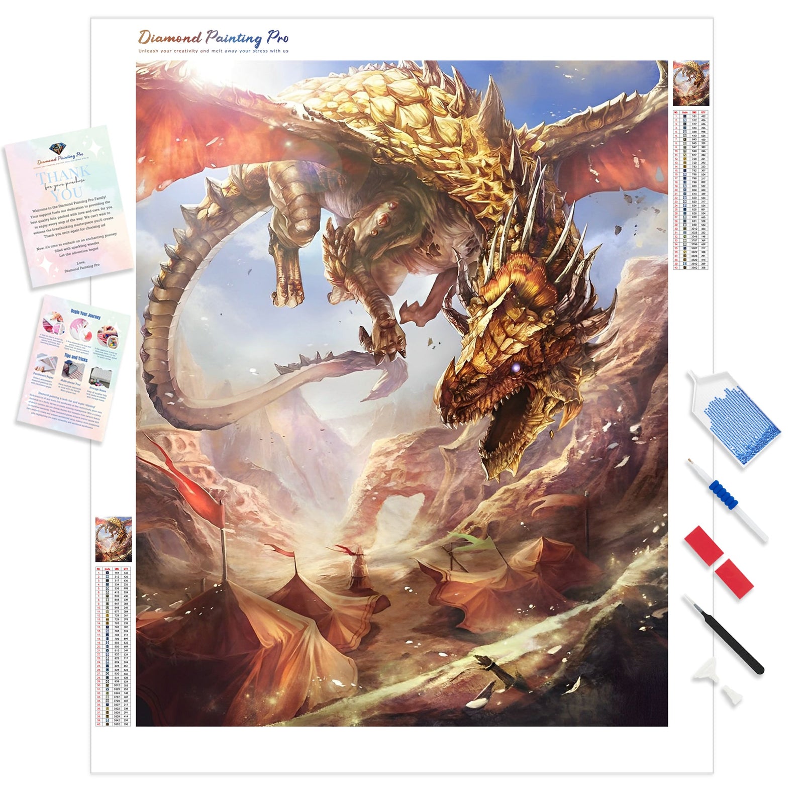 Attack of the Dragon | Diamond Painting Kit - Full Drill - Square or Round Diamonds with AB Drills Option