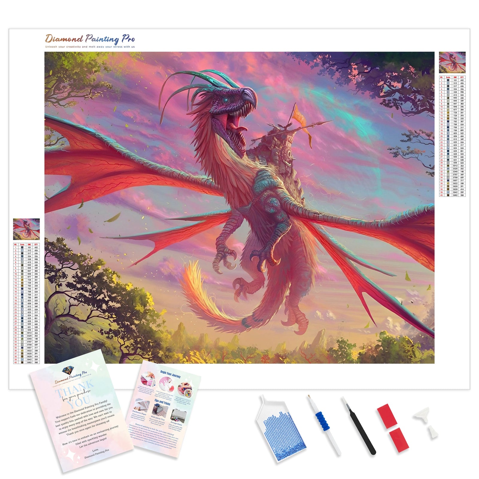 Dragon Attack | Diamond Painting Kit - Full Drill - Square or Round Diamonds with AB Drills Option