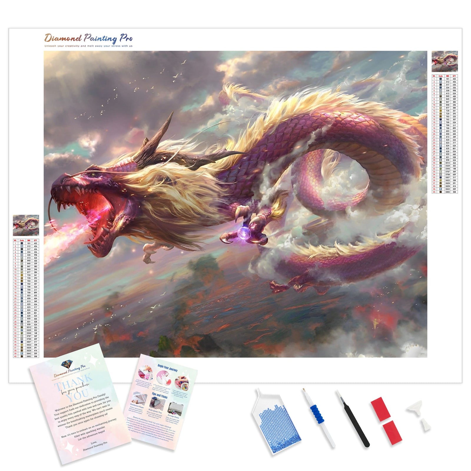 The Mighty Oriental Dragon | Diamond Painting Kit - Full Drill - Square or Round Diamonds with AB Drills Option