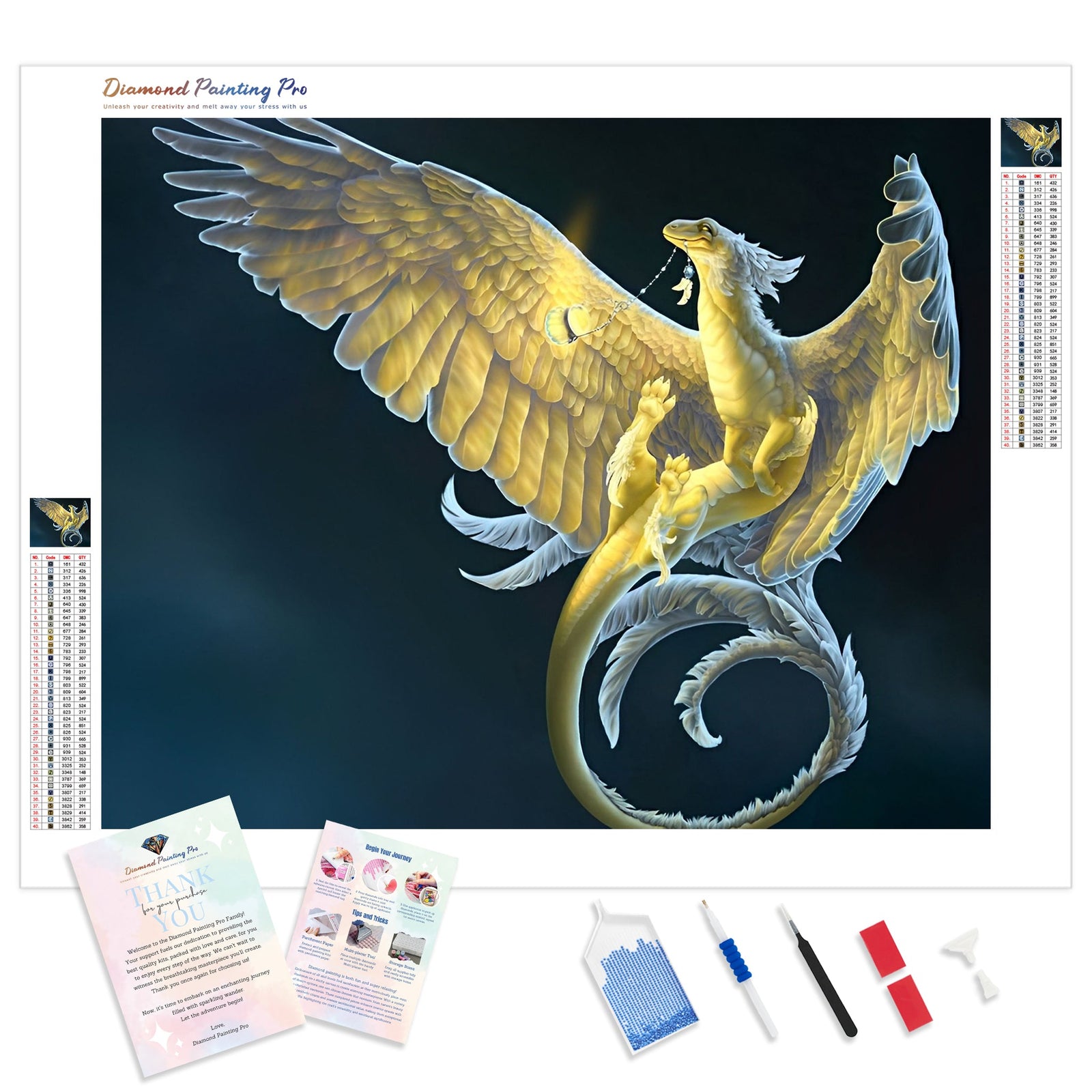 Feathered Dragon | Diamond Painting Kit - Full Drill - Square or Round Diamonds with AB Drills Option