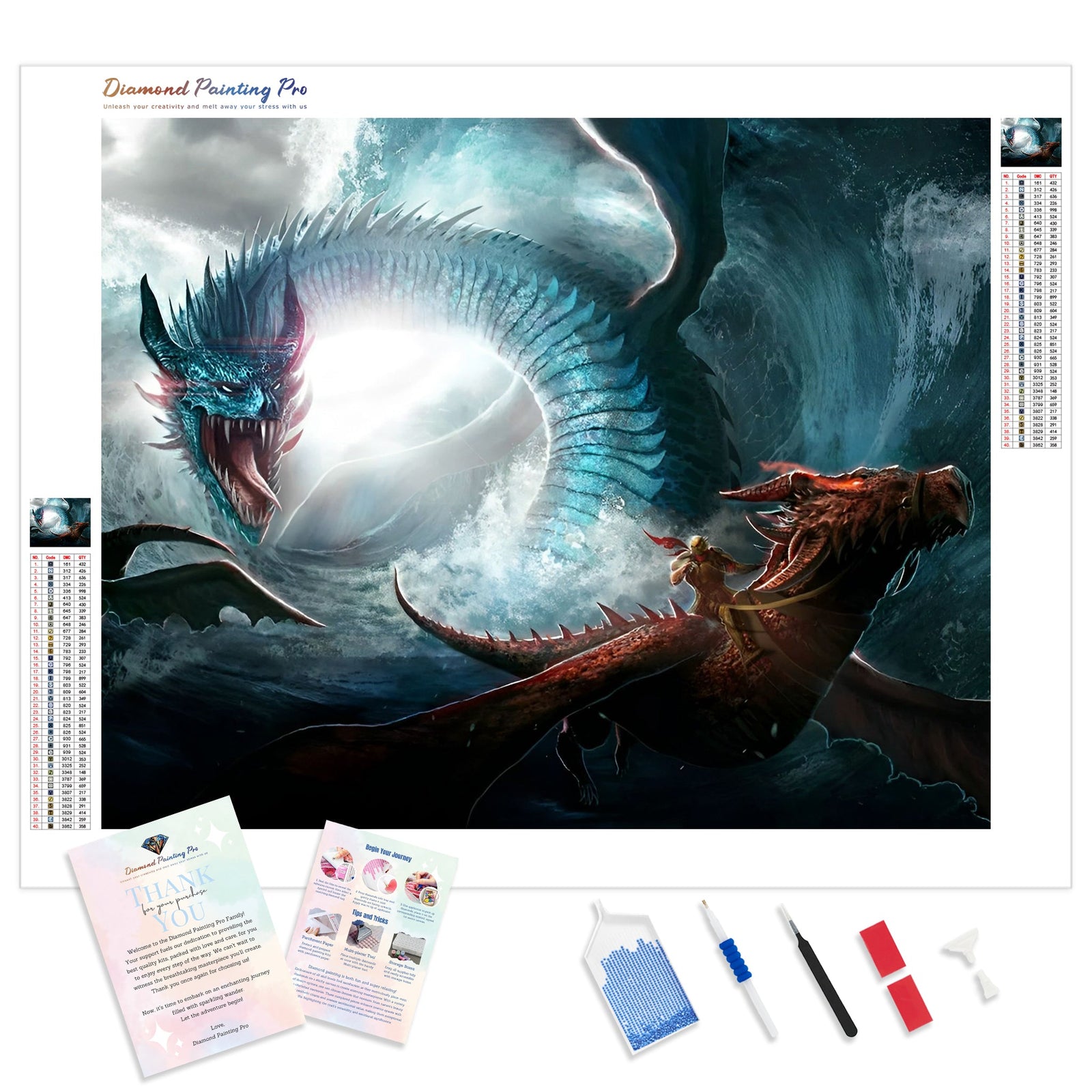 Flood Dragon | Diamond Painting Kit - Full Drill - Square or Round Diamonds with AB Drills Option