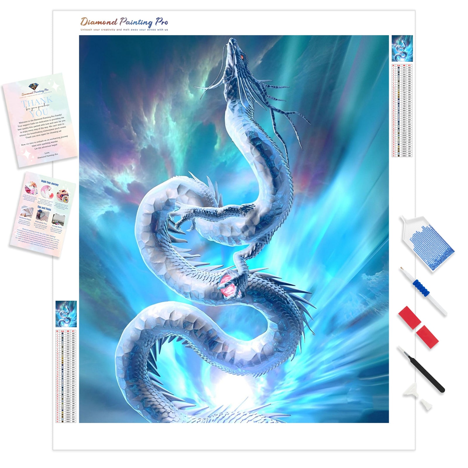 Ice Dragon | Diamond Painting Kit - Full Drill - Square or Round Diamonds with AB Drills Option