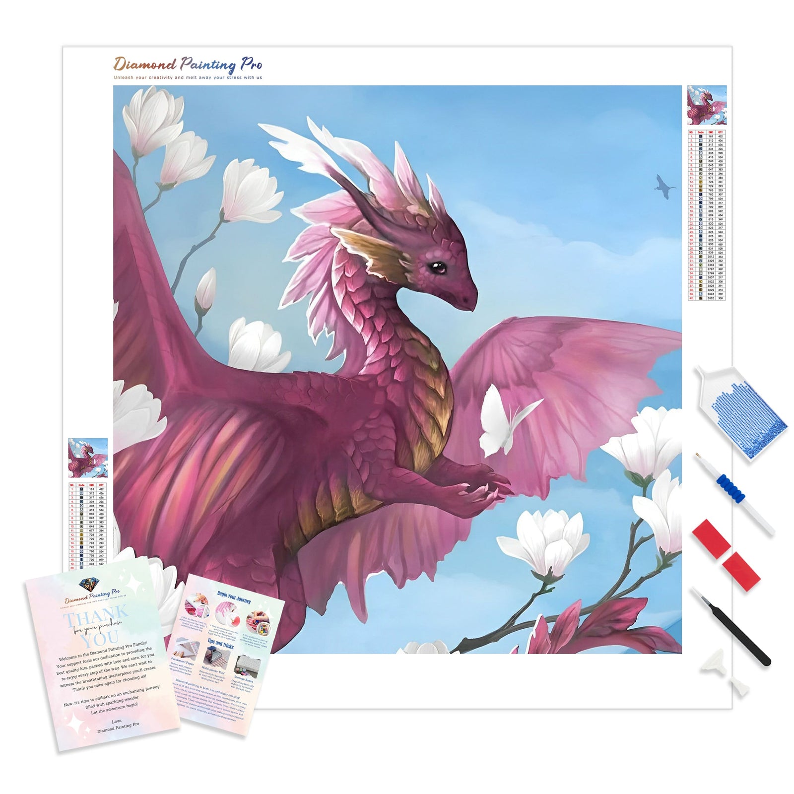 Lovely dragon | Diamond Painting Kit - Full Drill - Square or Round Diamonds with AB Drills Option