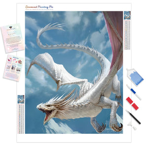 White Dragon in Flight | Diamond Painting