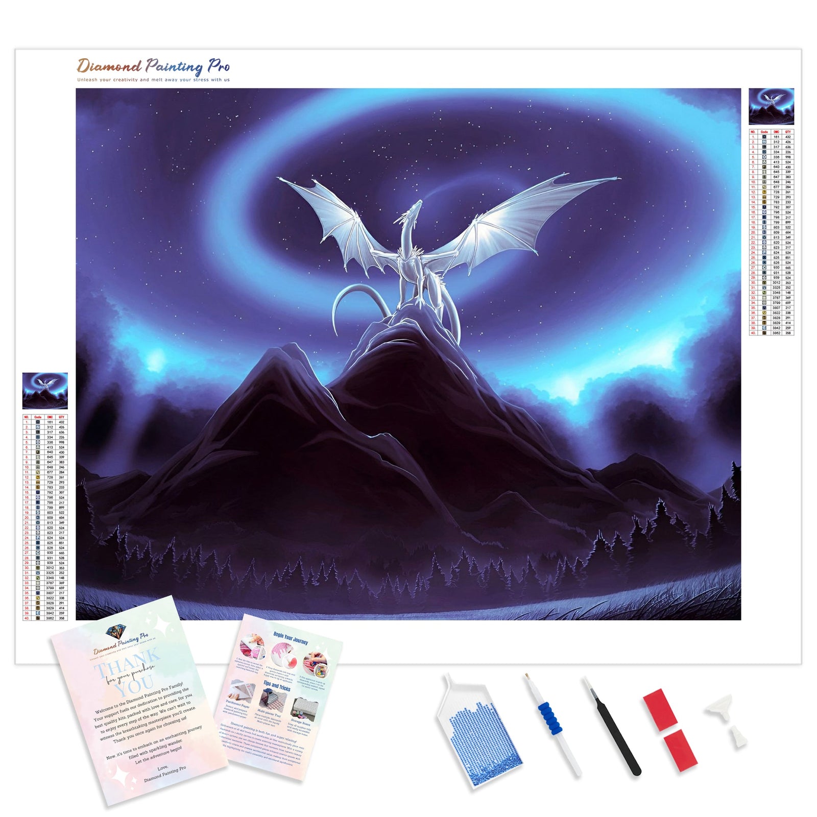 Dragon Atop the Mountain | Diamond Painting Kit - Full Drill - Square or Round Diamonds with AB Drills Option