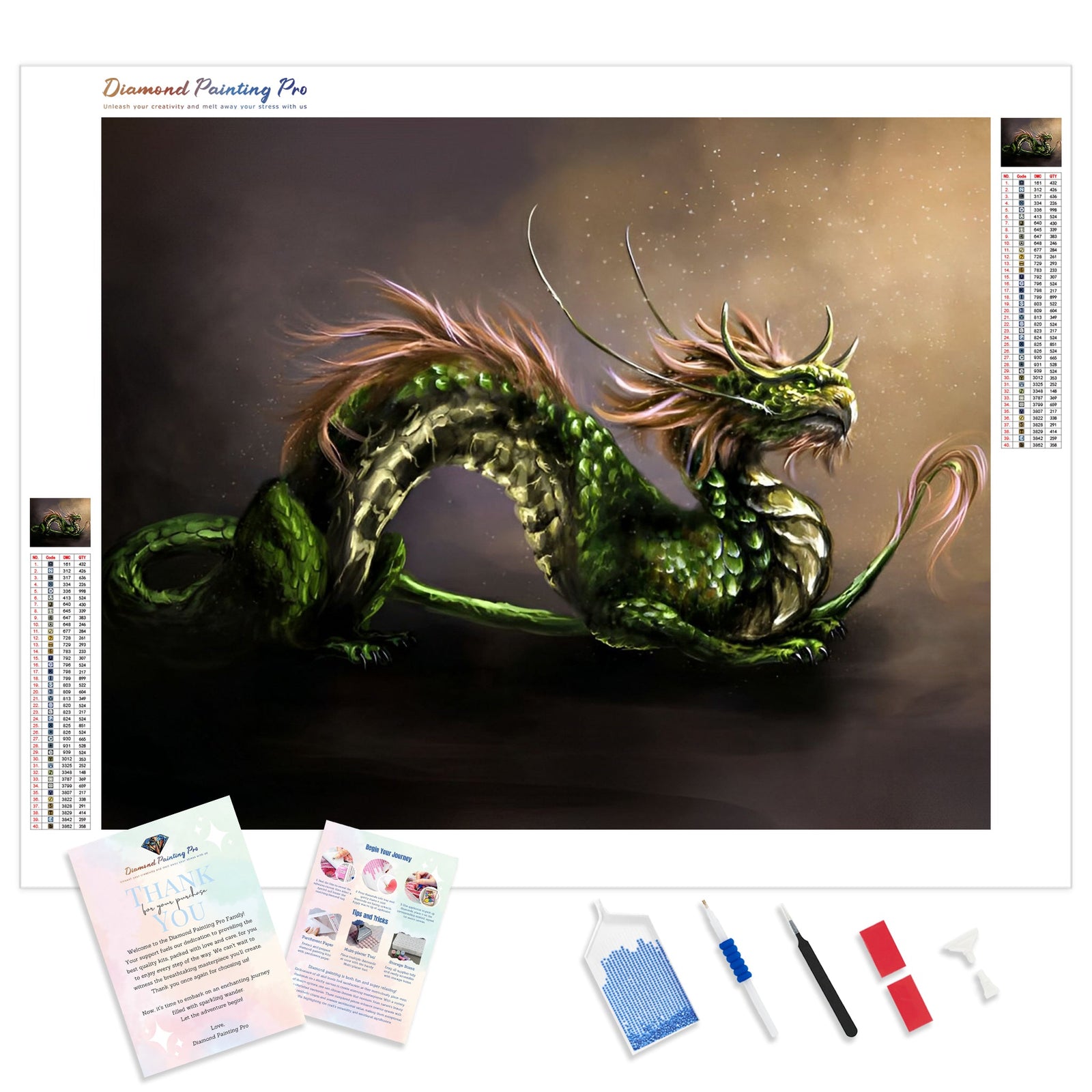 Hairy Dragon | Diamond Painting Kit - Full Drill - Square or Round Diamonds with AB Drills Option