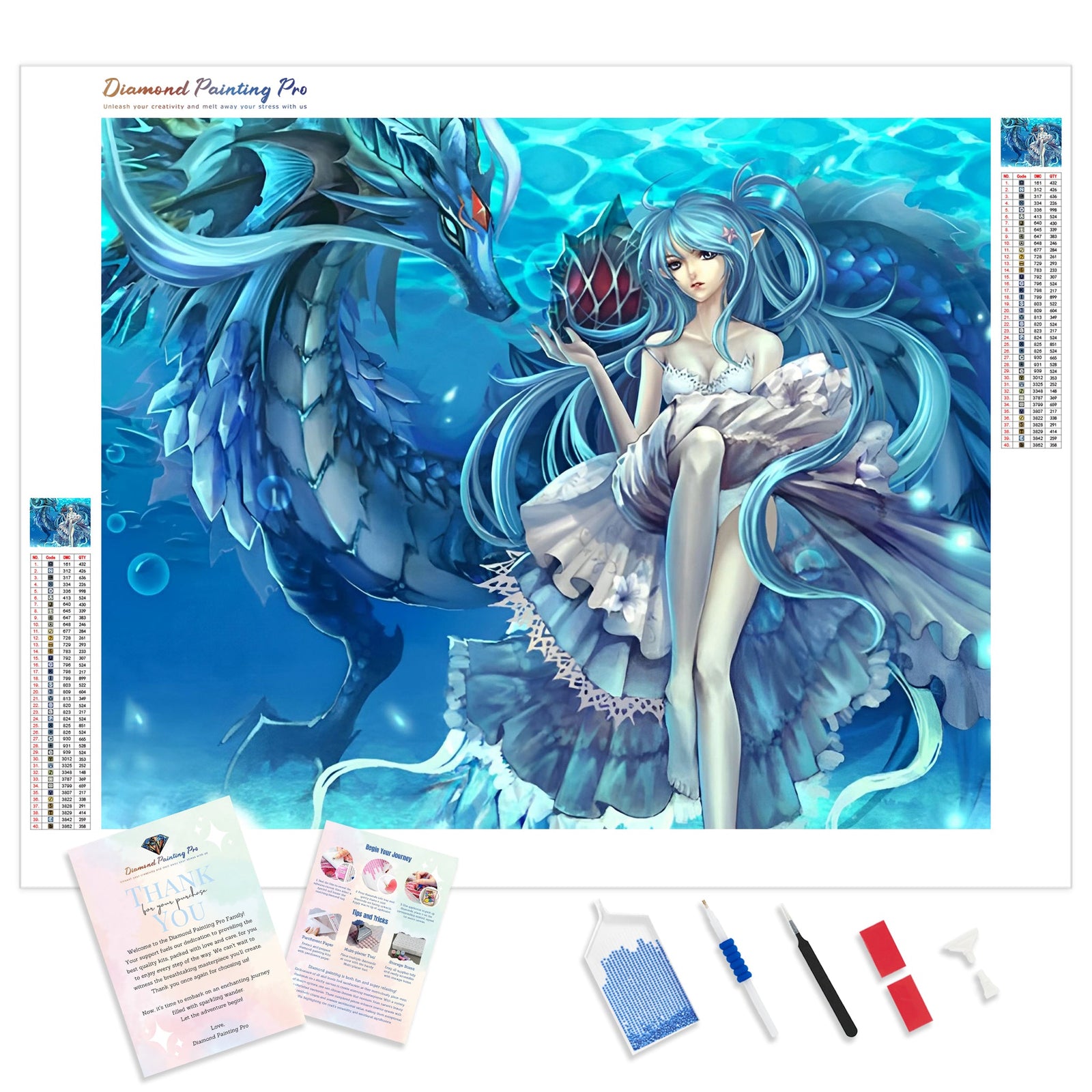 Dragon Girl | Diamond Painting Kit - Full Drill - Square or Round Diamonds with AB Drills Option