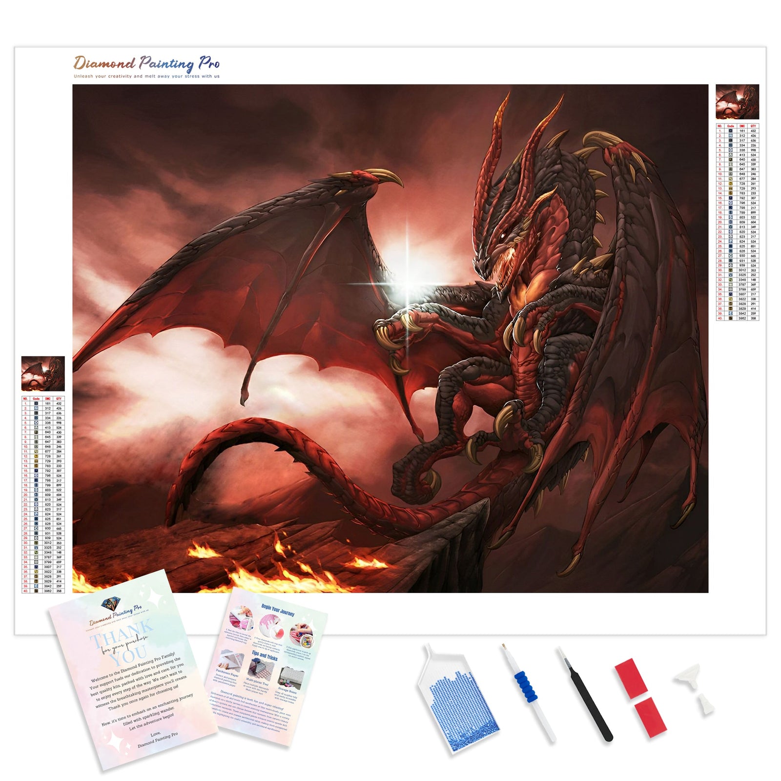 Maroon Dragon | Diamond Painting Kit - Full Drill - Square or Round Diamonds with AB Drills Option