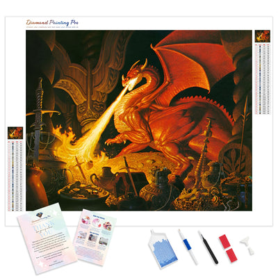 Flame throwing Dragon | Diamond Painting Kit - Full Drill - Square or Round Diamonds with AB Drills Option