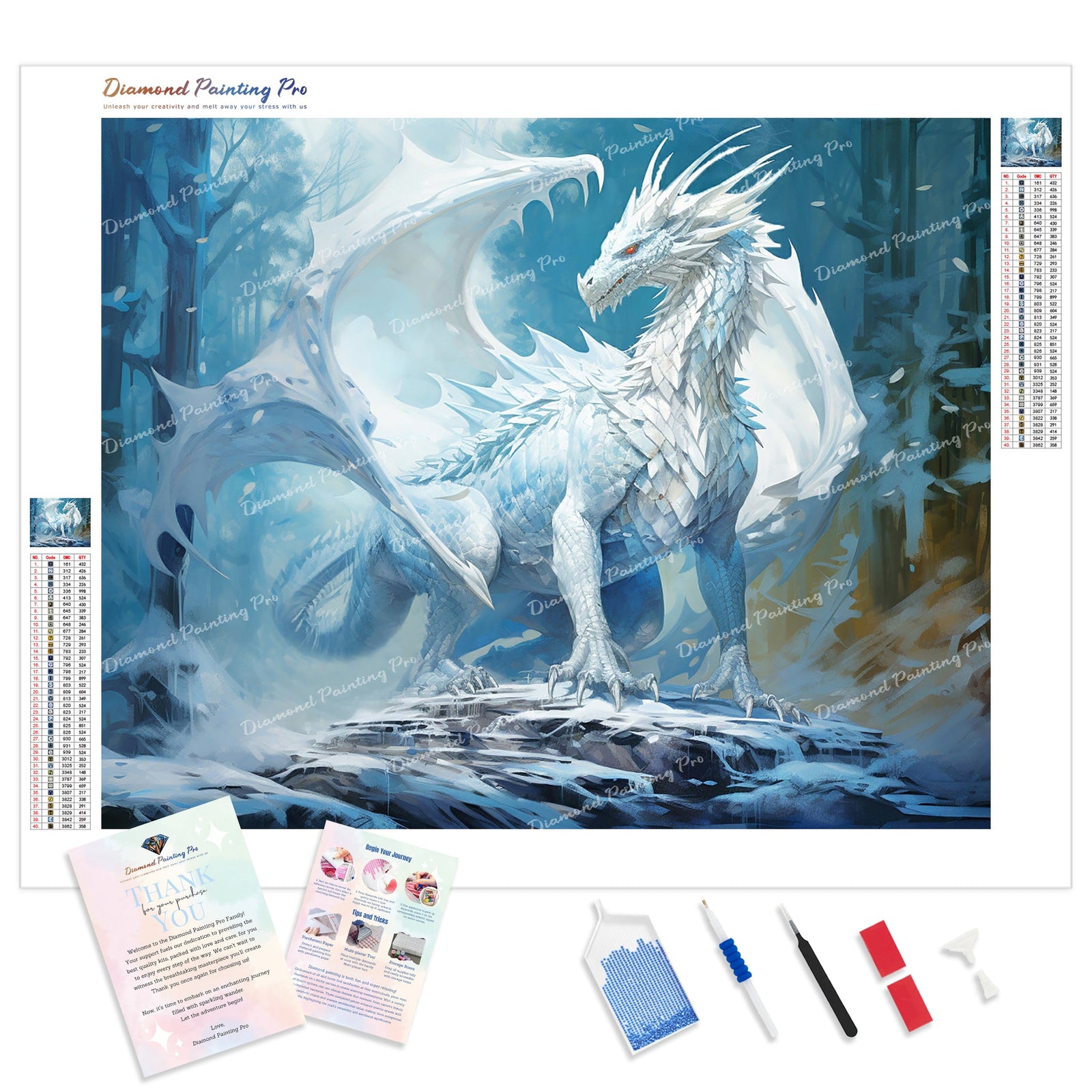 Glacial Dragon's Spell | Diamond Painting Kit - Full Drill - Square or Round Diamonds with AB Drills Option