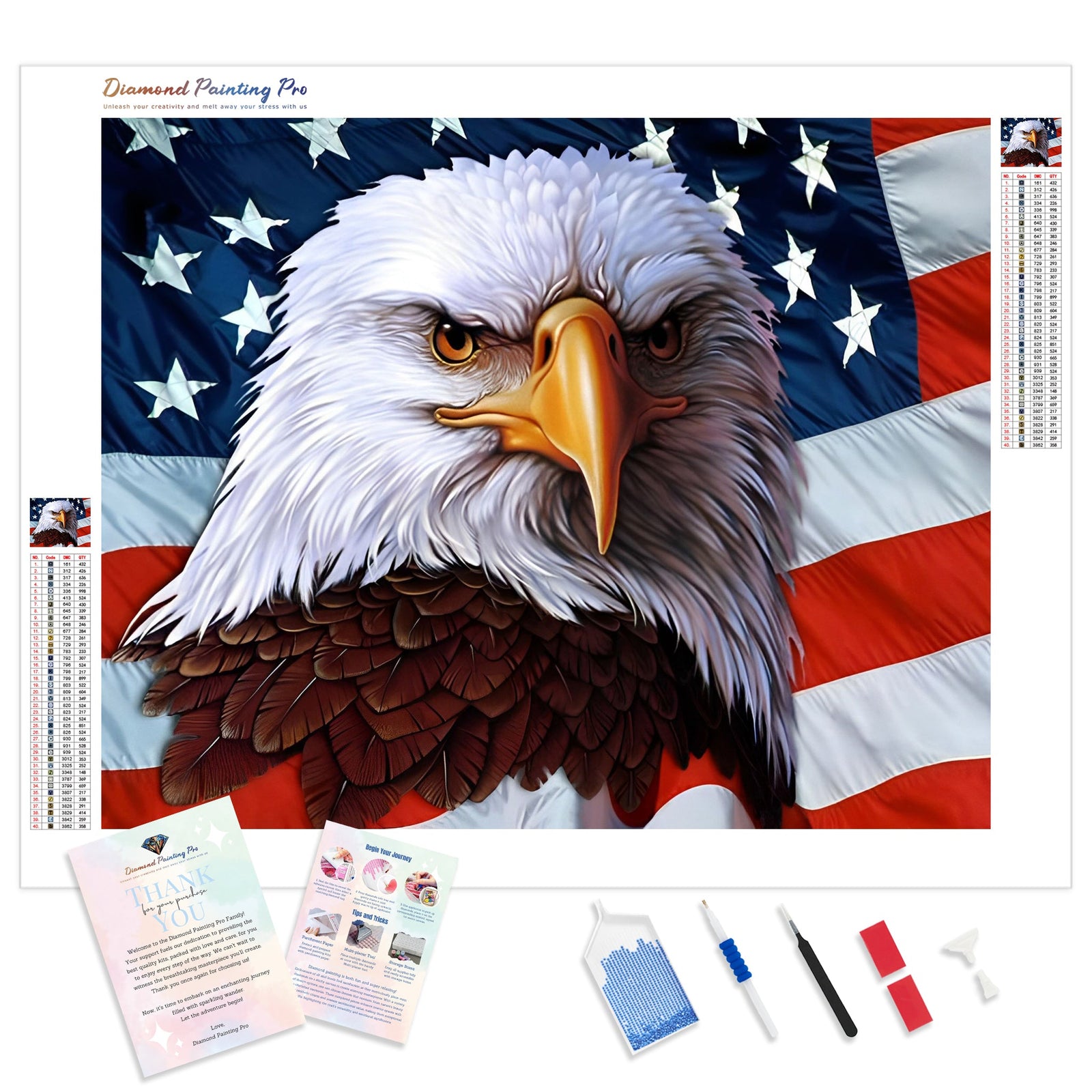 American Patriotic Eagle | Diamond Painting Kit - Full Drill - Square or Round Diamonds with AB Drills Option