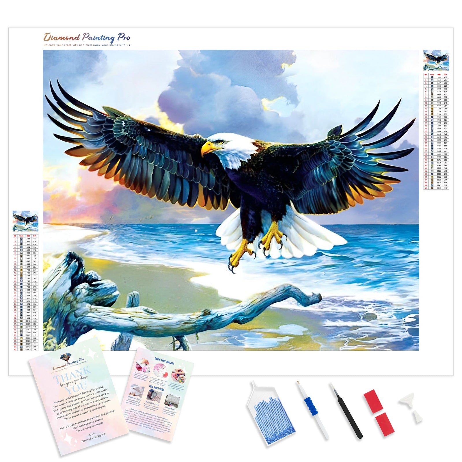 Beach Eagle | Diamond Painting Kit - Full Drill - Square or Round Diamonds with AB Drills Option