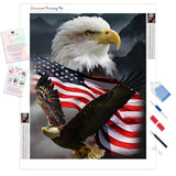 Eagle and Flag | Diamond Painting Kit - Full Drill - Square or Round Diamonds with AB Drills Option