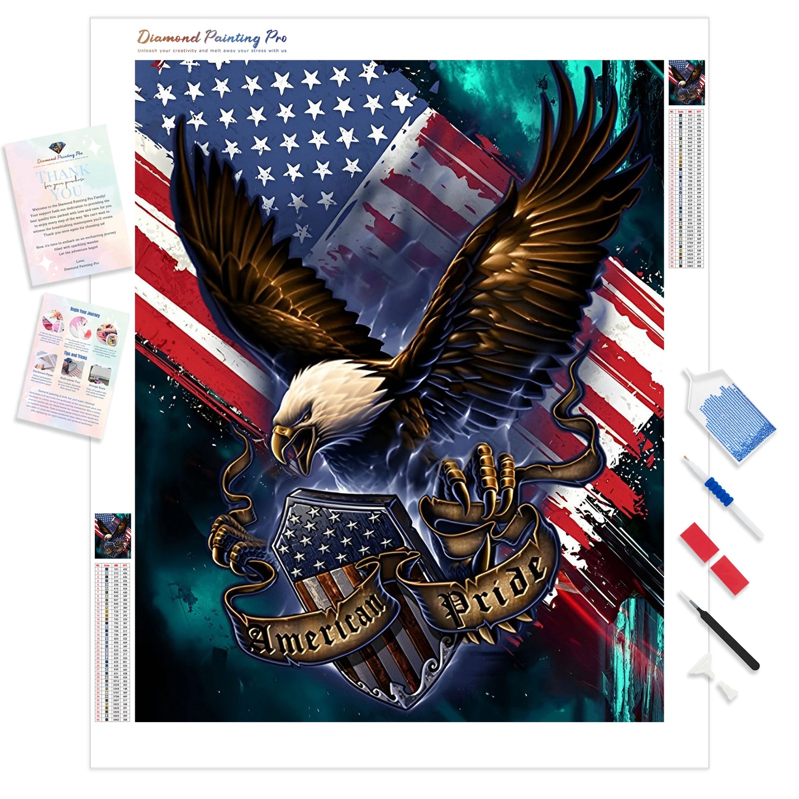 Eagle and American Pride | Diamond Painting Kit - Full Drill - Square or Round Diamonds with AB Drills Option