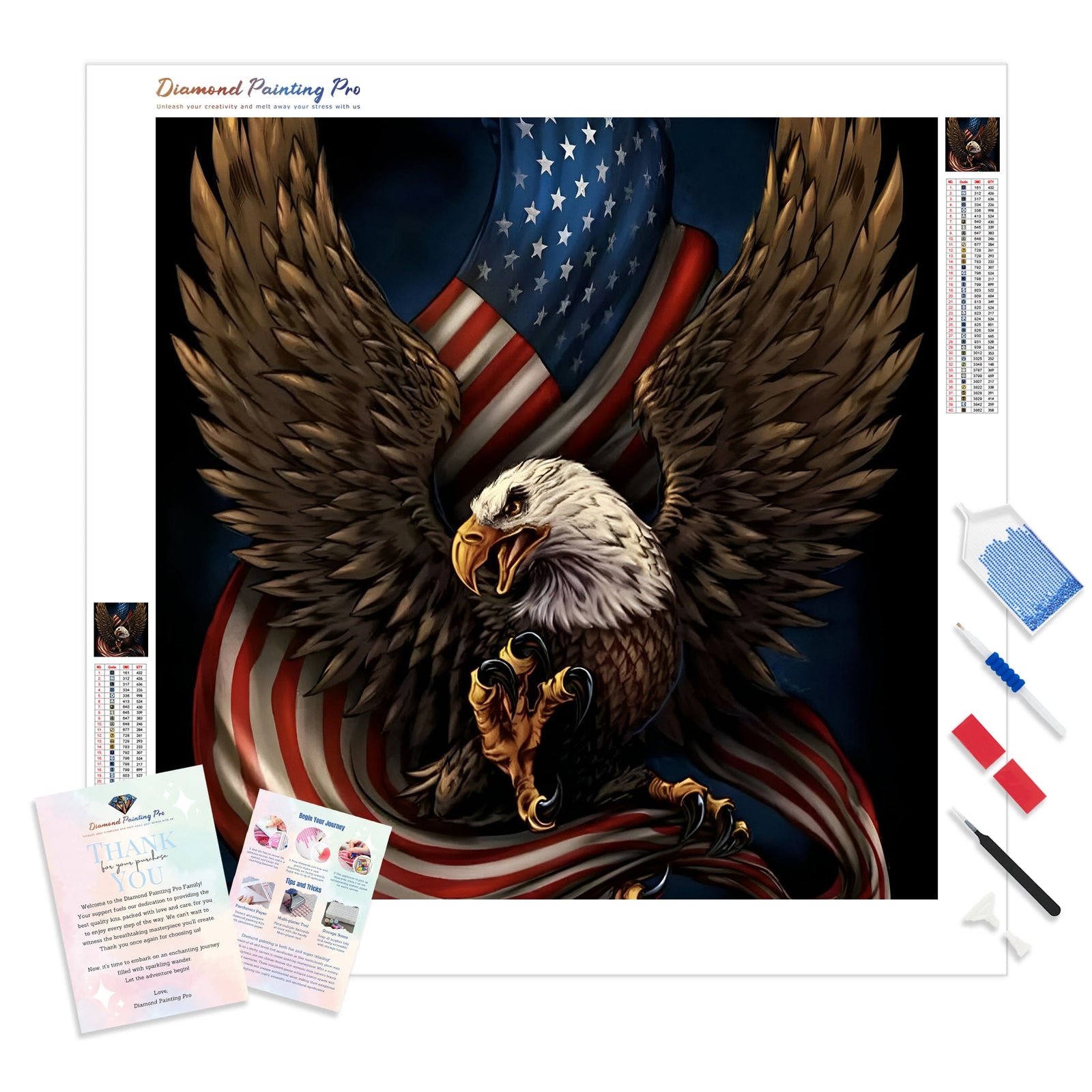 Eagle Star and Stripe | Diamond Painting Kit - Full Drill - Square or Round Diamonds with AB Drills Option