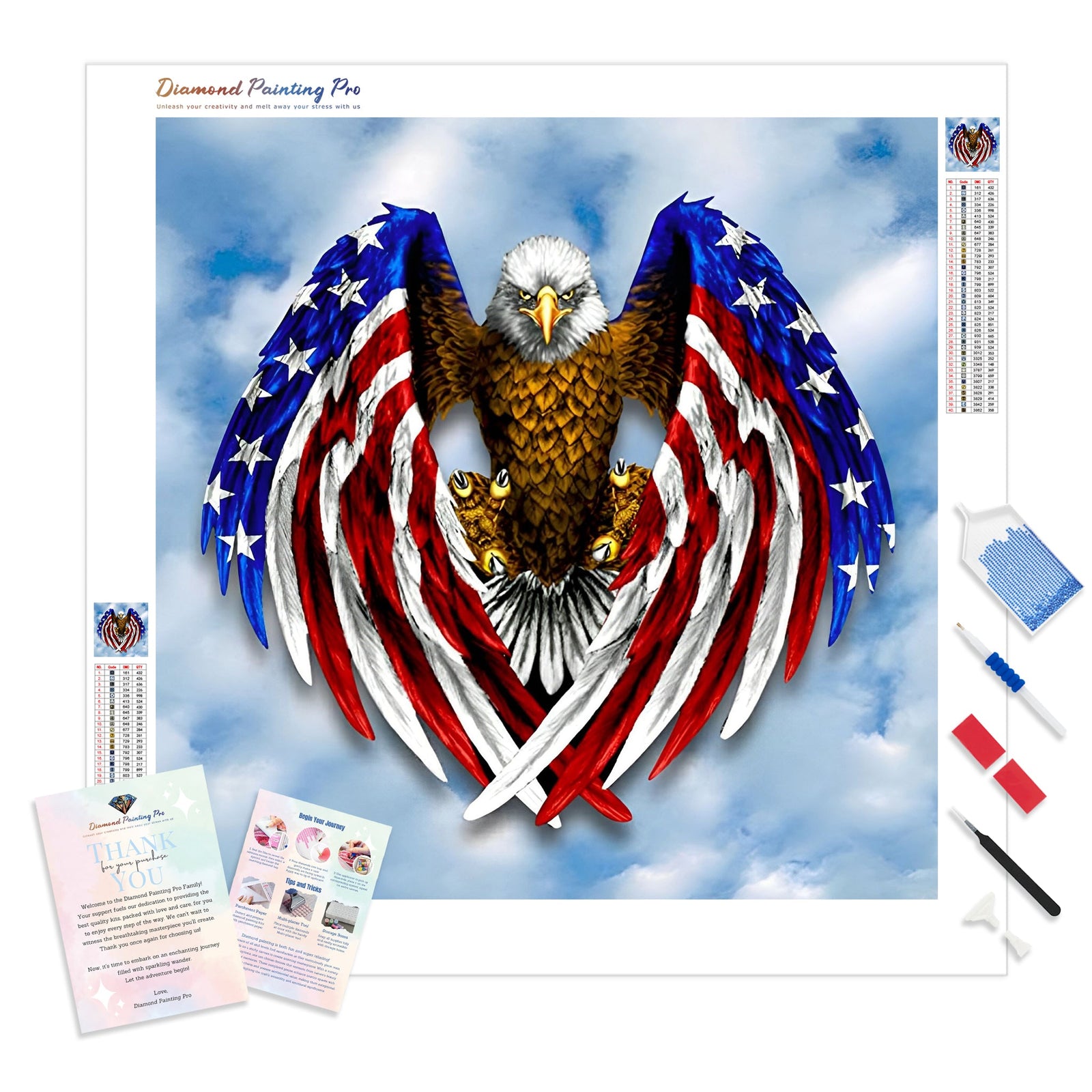 US Flag Eagle | Diamond Painting Kit - Full Drill - Square or Round Diamonds with AB Drills Option