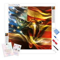 Yellow Light Eagle American Flag | Diamond Painting