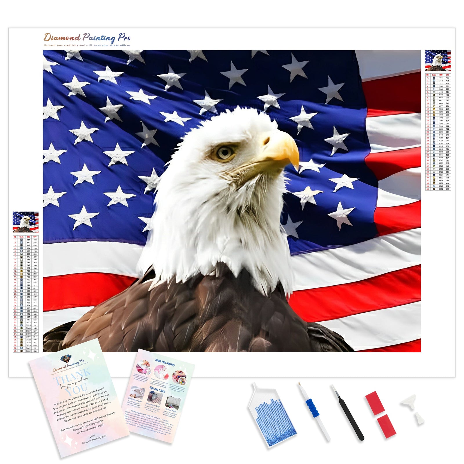 American Eagle | Diamond Painting Kit - Full Drill - Square or Round Diamonds with AB Drills Option